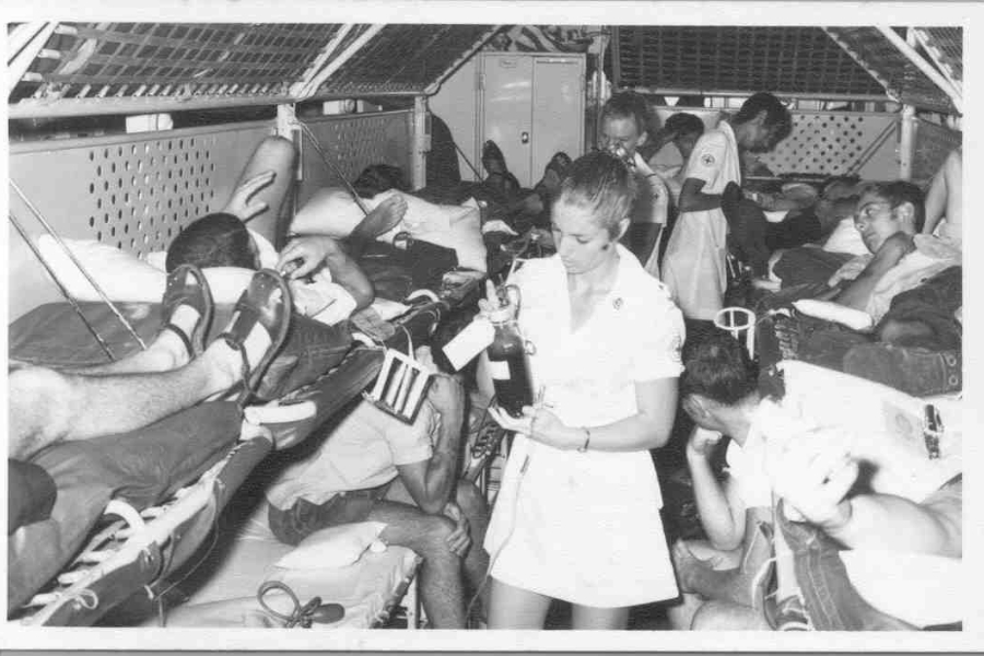 The BTS team boarded a visiting warship to collect blood in glass bottles.