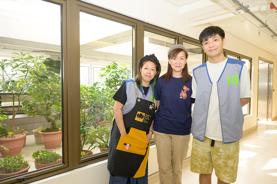 Ivona (centre), Jam (left), and Aaron (right) met in a balloon twisting class where Ivona invited them to join the PRSC volunteer team.