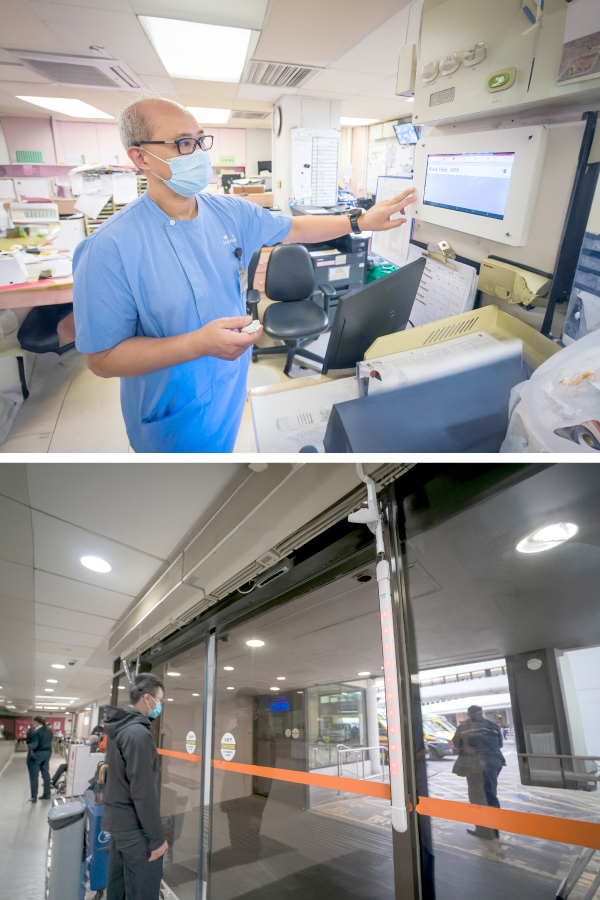 若病人戴著手帶離開急症室，出入口感應器和護士站控制台會響起警報，控制台會顯示病人手帶號碼及所在出入口。