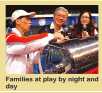  Families at play by night and day   