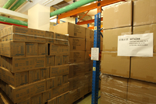 HA’s hospitals have prepared sufficient stock of personal protection equipment. Picture shows the storeroom in Queen Elizabeth Hospital.