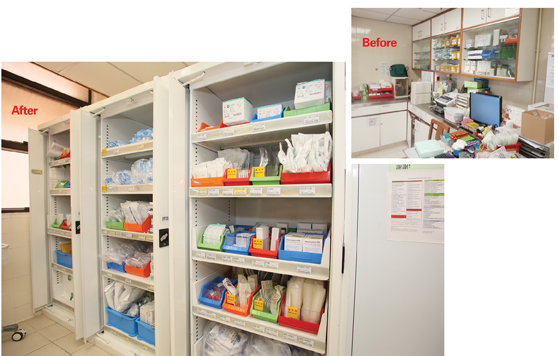 Items are organised according to frequency of use, making access easier and more convenient for staff.