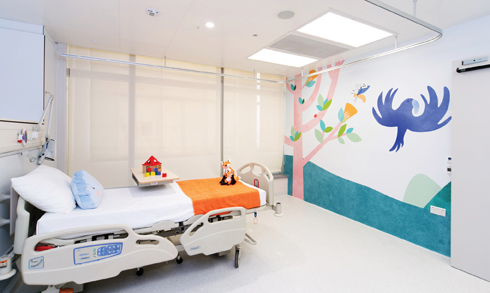 A beautiful choice of colours give life to the isolation room.