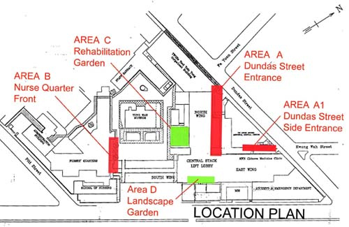 Locations of Covered Walkway in the Hospital