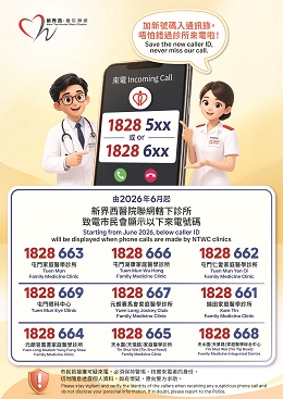統一來電顯示號碼 - 新界西醫院聯網診所