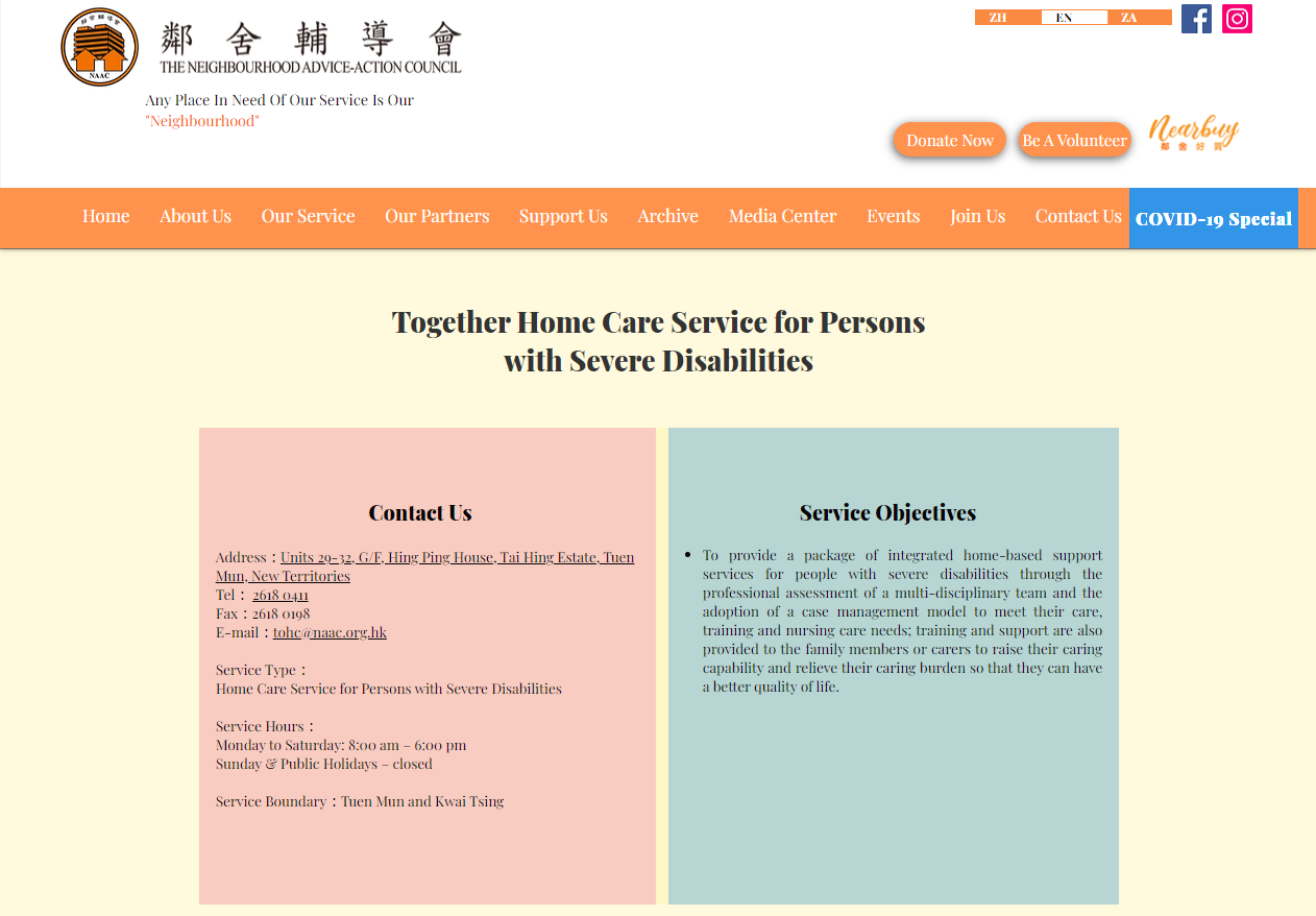 The Neighbourhood Advice-Action Council Together Home Care Service for Persons with Severe Disabilities