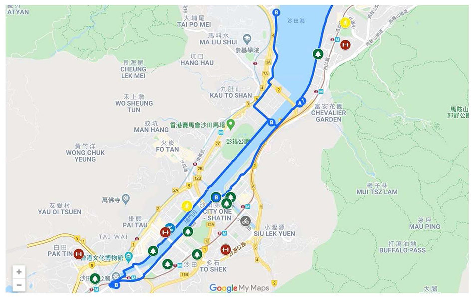 Tai Wai - Shatin - Ma On Shan Exercise map