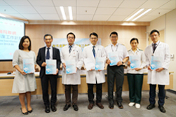(From left to right) Dr Ada Yu, Chief Manager(P&C), NTEC; Dr S V LO, CCE, NTEC; Dr Lee Man Kei, AC(FM), NTEC; Dr Wong Kwok Chuen, Consultant (O&T), PWH; Dr Eddy Siu, CSC(AH), NTEC; Ms Dawn Poon, SOT(OCCUP), PWH; Dr Eric Hui, COS(FM), NTEC