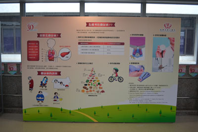 The exhibition boards introduce the causes and the prevention of common diseases including diabetes, hypertension and cervical cancer.